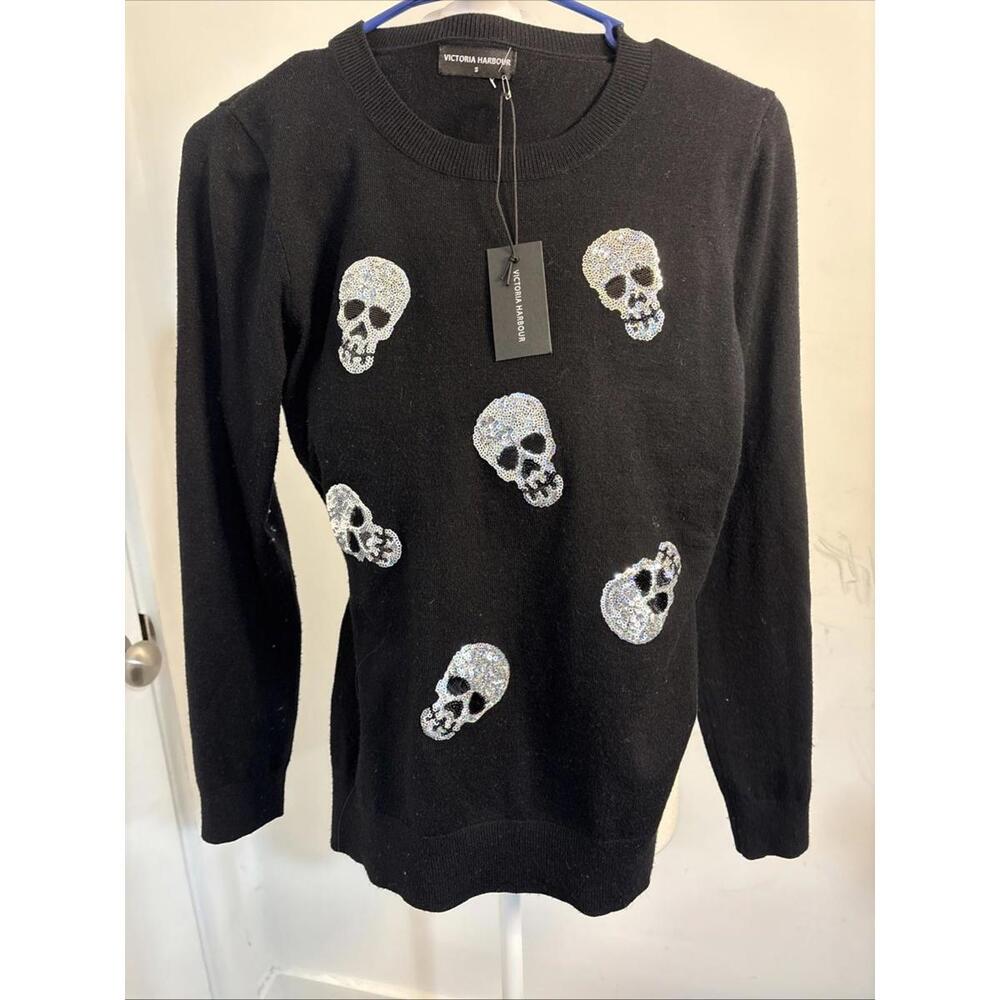 NWT Victoria Harbour Beaded Sequin Long Sweater Sz Small Viscose Blend Very Soft